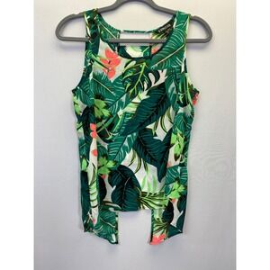 Express Tropical Leaf Print Cutout‎ Back Tank Island Resort Summer XS